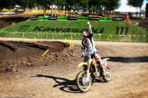 Ricky Carmichael during his victory lap at Red Bud on July 1, 2007