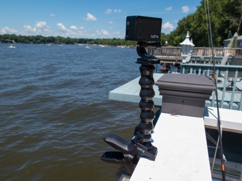 The Jaws clamp on the deck overlooking Lake Freeman